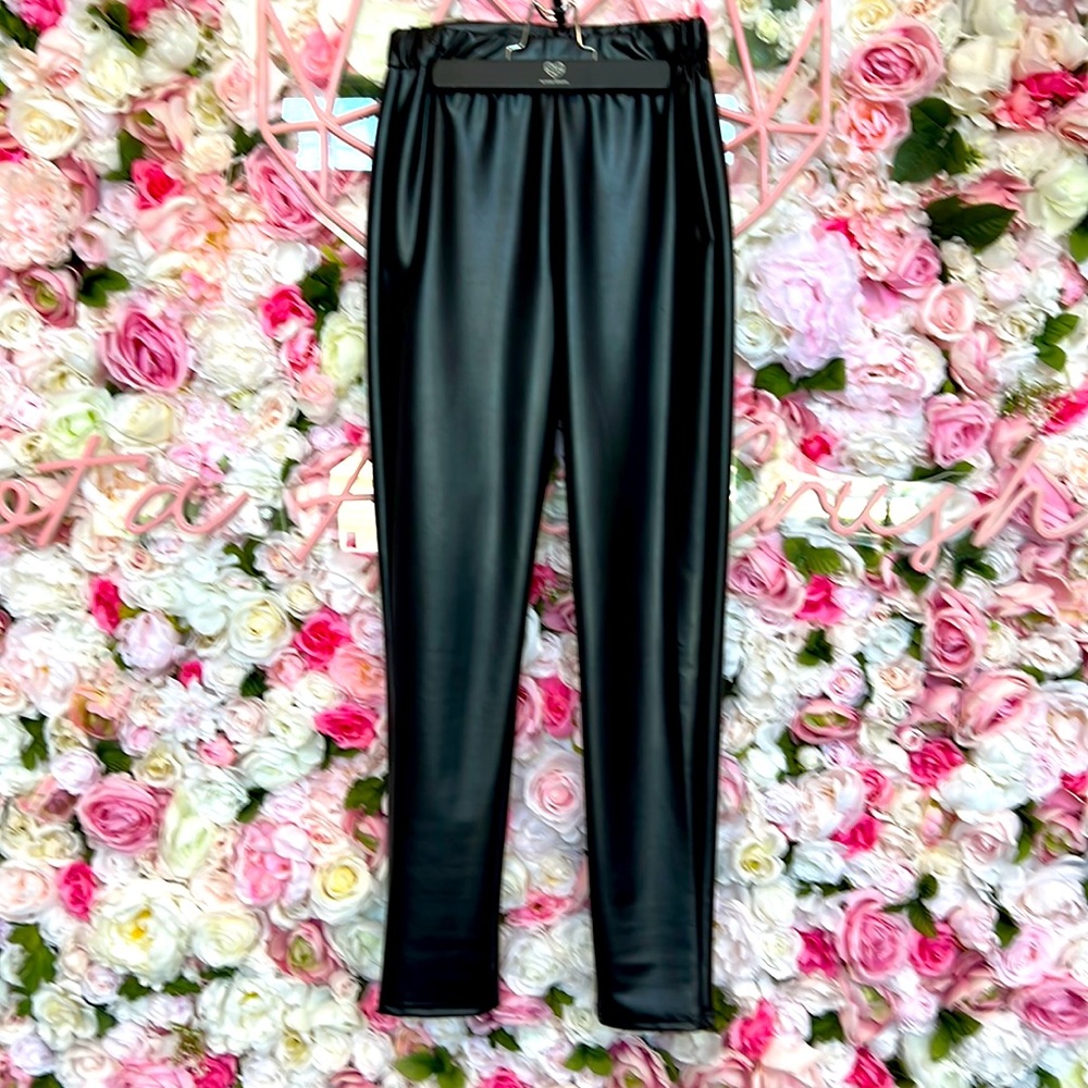 Black leather like leggings